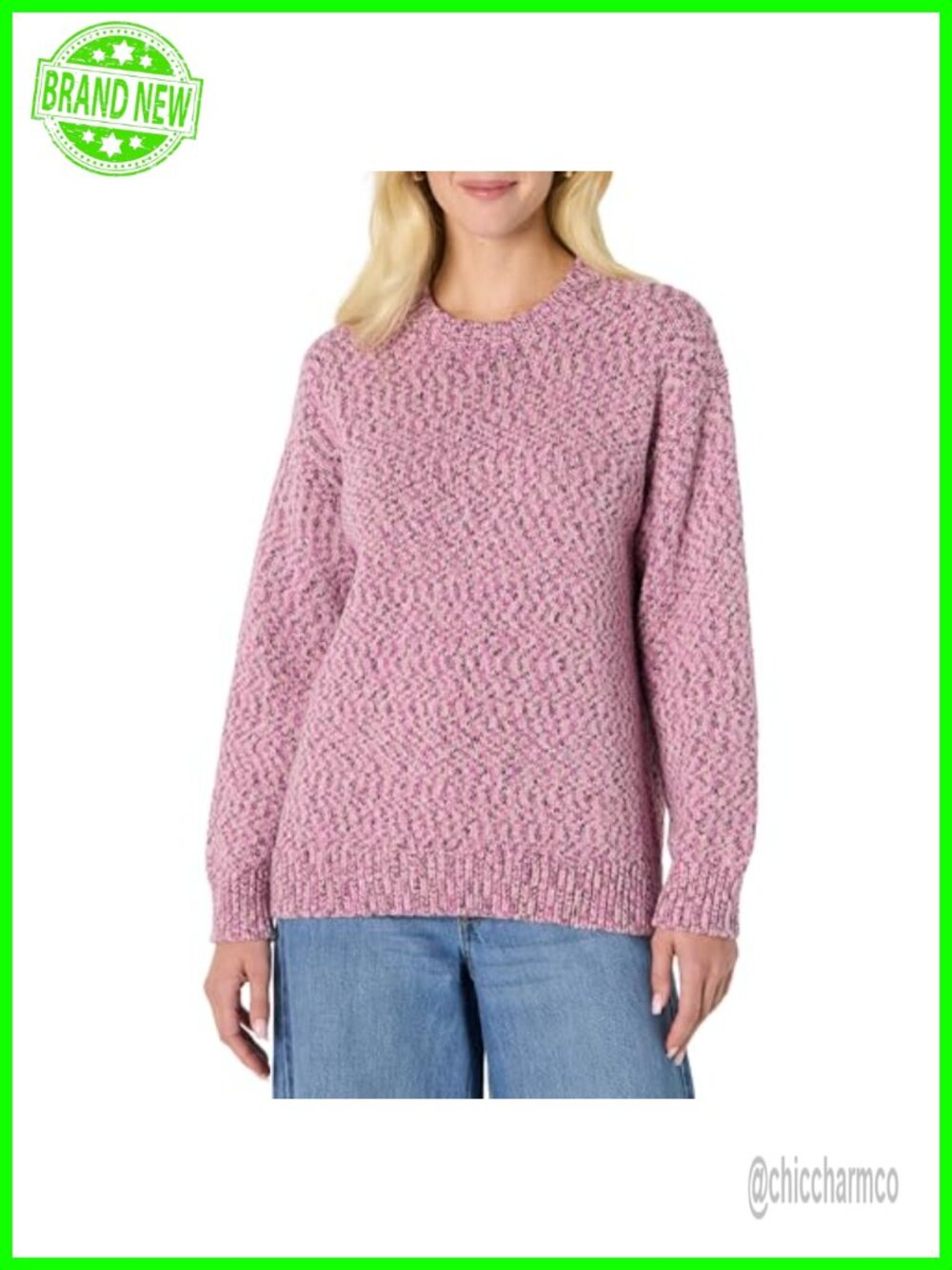 Oversized Fit Heavyweight Cotton Blend Crewneck Sweater Ribbed Pullover